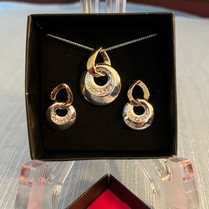 Silver and Gold Tone Necklace & Earring Set